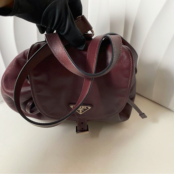 PRADA Burgundy Leather Drawstring Backpack - Picture 5 of 11